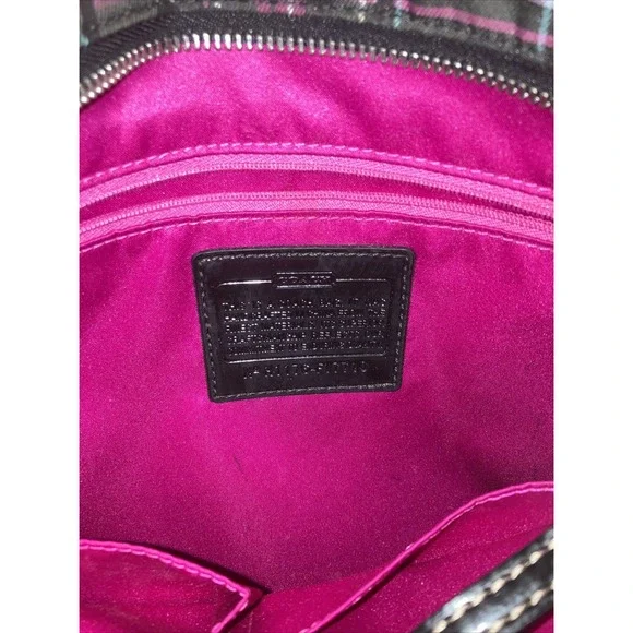 Coach Purse Poppy‎ Plaid Berry Pink Purple Black Glittery - Picture 6 of 7